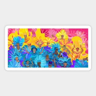 Samba Dancers, Music Festival, Mardi Gras Carnival Festive Arrangement Abstract Contemporary Modern Art Sticker